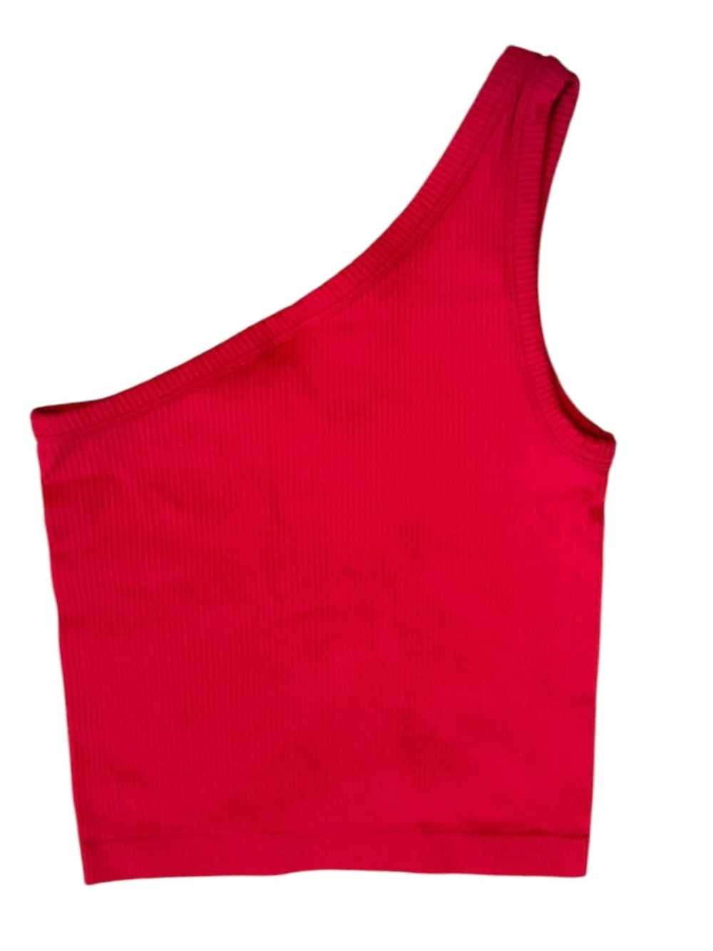 Fornia Seamless Ribbed One Shoulder Crop Top Tank Red Women Size S/M NWOT Fitted